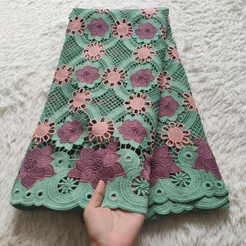 2021Latest High Quality African NigerianSwiss Organza Tulle Lace Fabric For Sewing Embroidery Guipure Party Prom Dress 5 Yard