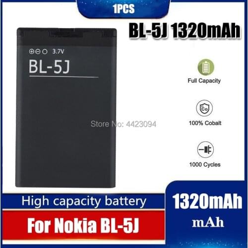 1pc 1320mAh BL-5J BL5J BL 5J Phone Battery for Nokia 5230 5233 5800 3020 XpressMusic N900 C3 Lumia 520 525 530 5900