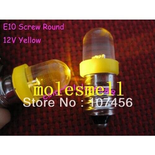 Free shipping 100pcs yellow E10 6V Led Bulb Light Lamp for LIONEL 1447