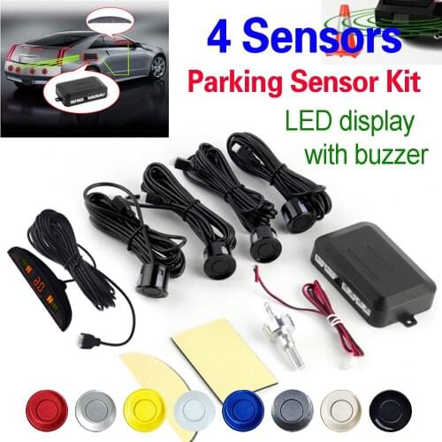 Free Shipping 4 Sensors 22mm Car LED Parking Sensor Kit Display 12V for all cars Reverse Assistance Backup Radar Monitor System
