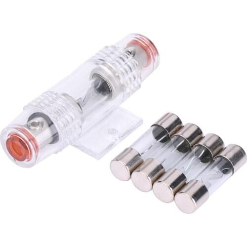 4Pcs 60Amp Car Auto Vehicle Stereo Audio AGU Fuse Box Holder Block 8 Gauge Wire with Portafusibles Fuse Car Accessories