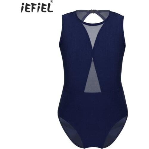 Girls Kids Sleeveless Lace Gymnastics Leotard Bodysuit Ballet Dance Leotards Open Back Ballet Dress Stretchy Bodysuits Dancewear
