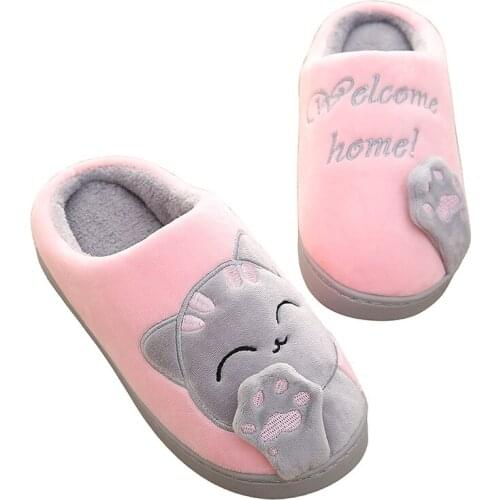 Cotton Slippers Womens Cover Heel Winter Home Couple Warm Indoor Non-Slip Confinement Plush Slippers Men and Children
