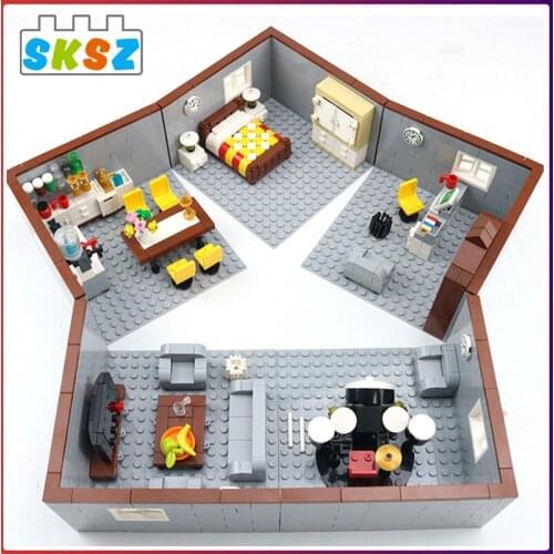 2021 modular house apartment children City Building Blocks Bricks Billiard Hall Bathroom Living Room Baby Room kids toys gifts
