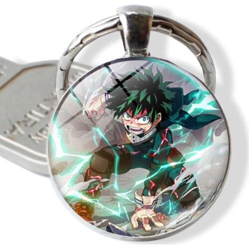 Hot Sale Anime My Hero Academia Cosplay Keychain Midoriya Izuku Bakugou Todoroki Glass Dome Key Chain for Fans Kids Gifts