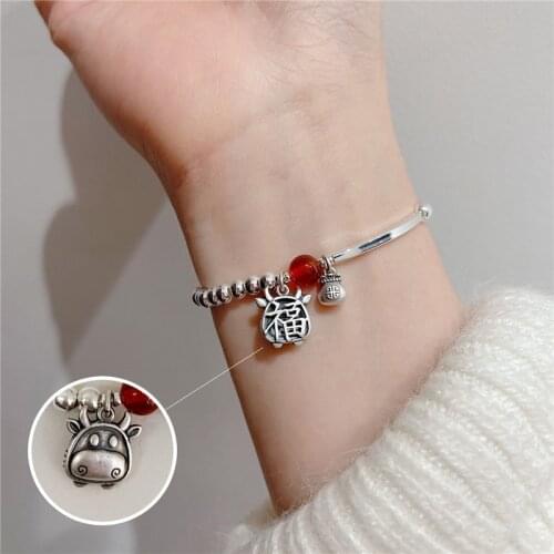 Miuoxion Fashion Personality Party Jewelry Retro Cartoon Cow Beads Bracelet For Women Feature Namour Charm Gift All Seasons