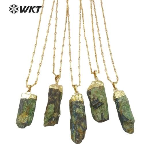 N1201 new gold top women pendant raw blue kyanite with micacization raw stone kyanite pendant necklace