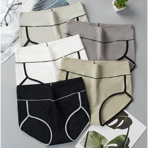 Three - Piece High Waist Underwear Women 's Cotton Antibacterial Belly Contracting Hip Lifting Women 's Triangle Bottom