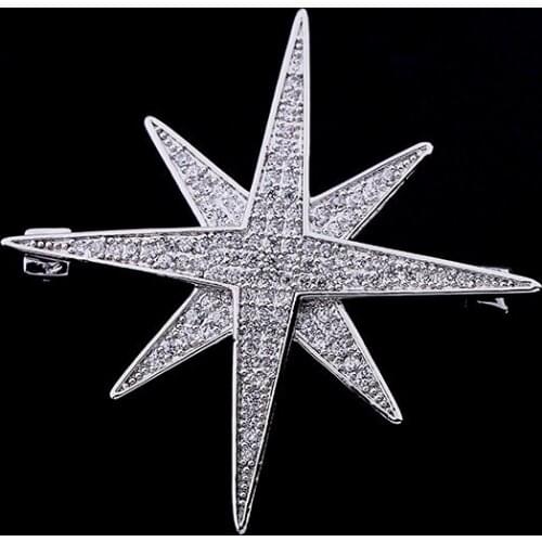 New Micro insert crystal Zircon shiny star pin brooch fashion ornament jewelry