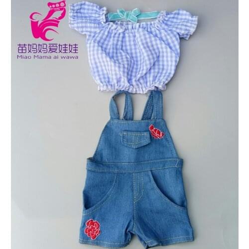 Baby Doll clothes denim strap pants shirt for 18 inch american dolls outfit toys wear