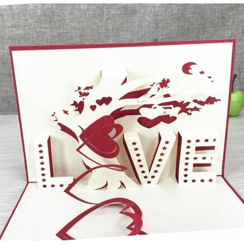 1pcs Love Tree Pop Up 3D Greeting Cards With Envelope Post Card Invitation Handmade Anniversary Souvenirs Valentines Day