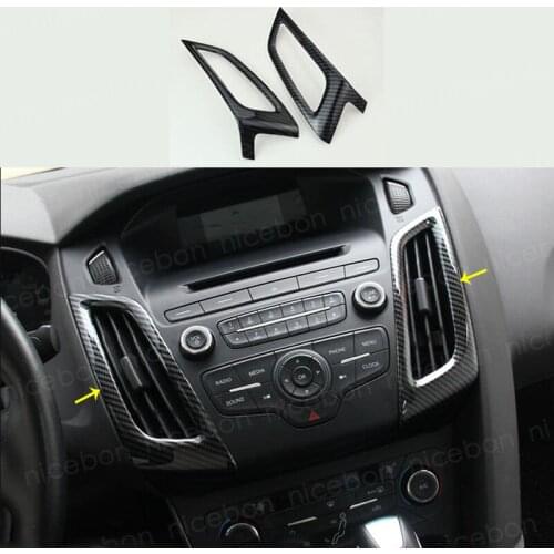 Fit ForFord Focus RS ST ABS Carbon fiber color dashboard air conditioner vent Trim 2pcs