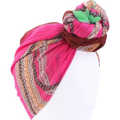6Colors American Hair Cap For Sleeping Popular Ethnic Headband European Knotted Hat Womens Cotton Turban Styling Head Scarf
