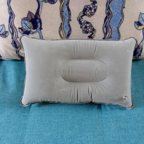 Outdoor Portable Folding Inflatable Pillow Double Sided Flocking Mini Pillow for Camping Travel Hiking Kamp Office Plane