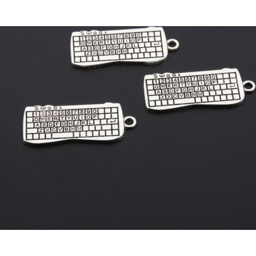 10pcs Silver Color Keyboard Charms Computer Pendant Mens Gift Bracelet Necklaces Jewelry Supplies