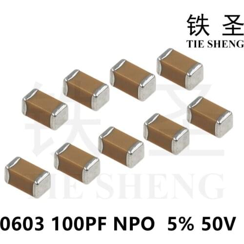 100pcs 100PF NPO 5% 50V 0603 100P SMD Thick Chip Multilayer Ceramic Capacitor