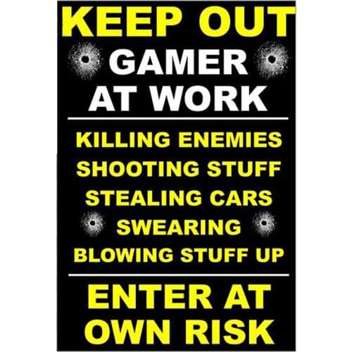 13cm x 9cm For KEEP OUT GAMER AT WORK Car Stickers Cartoon Graphics Decal Car Accessories Waterproof Decoration