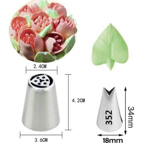 2Pcs Russian Tulip Icing Piping Nozzles Stainless Steel Flower Leaf Cream Pastry Tip Cupcake Cake Decorating Tools #9