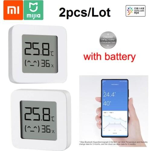2pcs Xiaomi Mijia Thermometer 2 Bluetooth Smart Hygrometer Wireless Electric Digital Thermograph Hygrometer work Mijia app