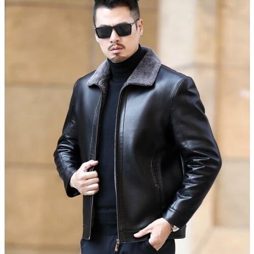 2020 New Winter Motorcycle Jacket Motorcycle Leather Jacket Warm Plus Velvet Thick Leisure Mens Leather