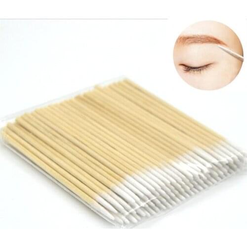 300pcs Disposable Ultra-small Cotton Swab Lint Free Micro Brushes Wood Cotton Buds Swabs Eyelash Extension Glue Removing Tools