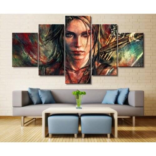 5 Panel Tomb Raider Lara Croft Game Canvas Printed Painting For Living Room Wall Art Home Decor HD Picture Artwork Modern Poster