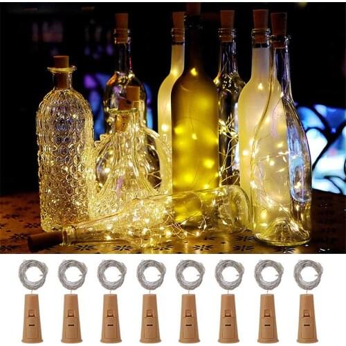6Pcs Wine Bottle Lights 2M 20 LED Copper Wire Fairy String Lights Garland For Indoor Outdoor Wedding Christmas Lights