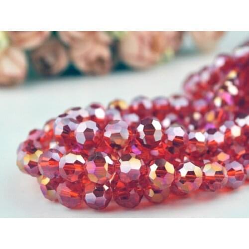 8mm 70pcs Crystal Glass Beads Colorful Red AB Round Ball Faceted Crystal Loose Spacer Bead for Handmade Jewelry Making Material