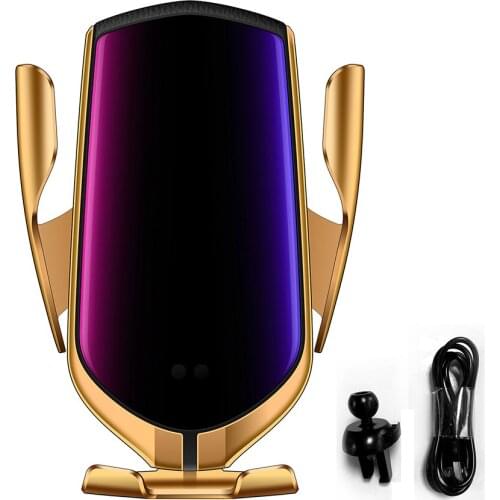 R2 10W Wireless Charger Car Holder Smart Infrared Sensor Qi Fast Charging Air Vent Mount Mobile Phone Bracket Stand Car Clip