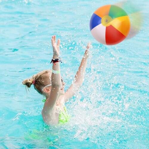 Color Inflatable Beach Ball PVC Six-piece Ball Childrens Toy Racket Ball Inflatable Water Polo Rainbow Ball