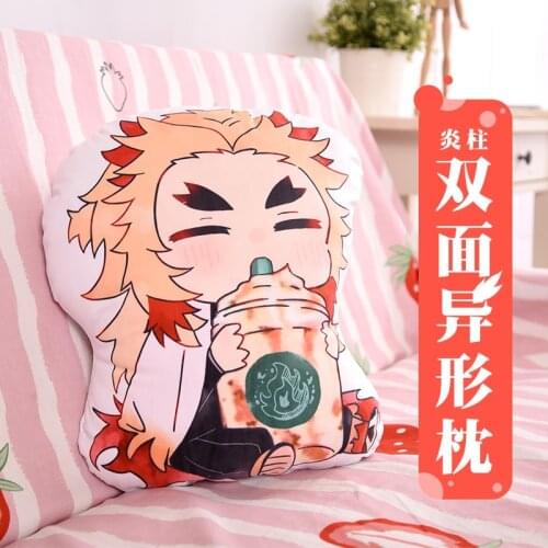Demon Slayer: Kimetsu No Yaiba Kamado Tanjirou Kamado Nezuko Agatsuma Zenitsu Rengoku Kyoujurou Soft Plush Pillow Doll Hallowee