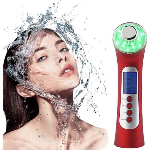 Home Use 5 In 1 Ultrasonic Skin Renewal Photon Whitening Lifting Tightening Ion Import Skin Care Beauty Device Facial Massager