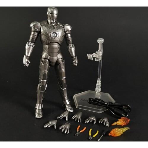 ZD Marvel Iron Man Mark II III MK2 3 Light Up 7" Action Figure PVC 18cm Collectible Model Toys