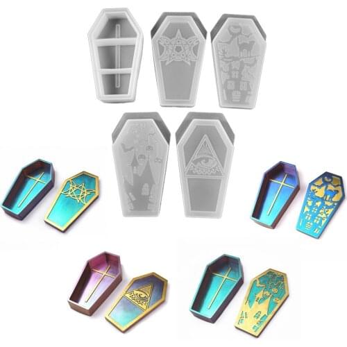 Coffin Trinket Box Silicone Mold Halloween Gothic Container Molds Kawaii Goth Resin Art Supplies Casting Mould for DIY Crafts