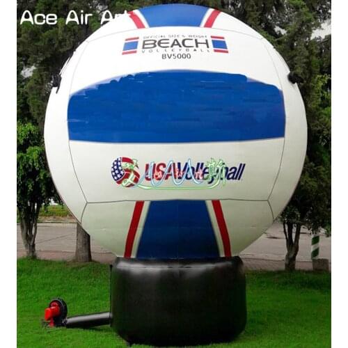 Customized inflatable volleyball model replica, giant ground ball,ball replica with air blower for advertising