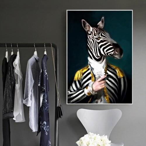 Zebra Gentleman in Tuxedo Animal Oil Painting Print On Canvas Art Postes And Prints Nordic Retro Art Pictures For Living Room