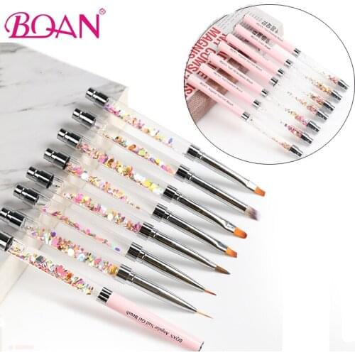 BQAN Nail Art Brush Glitter Handle UV Gel Brush Liner Brush Acrylic Nails Round Gel Brush Nail Drawing With Liquid Manicure Tool