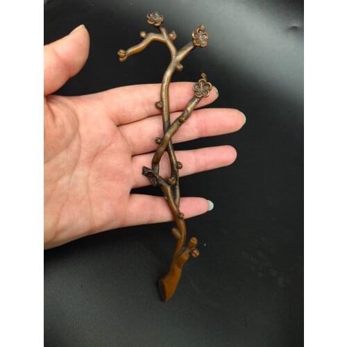 CHINA antique brass fengshui lucky Plum blossom bran small Statue Tea pet Metal crafts family decorations statuette pandent