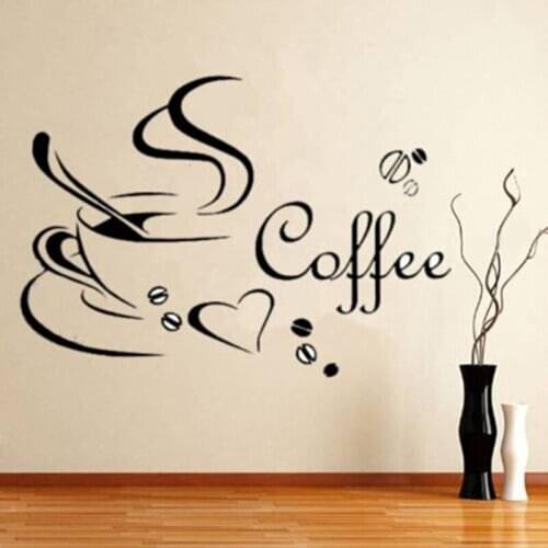 Coffee Cup For Home Kitchen Wall Stickers Waterproof Removable Wall Decor Decals Art Vinyl Applique Murals Decals