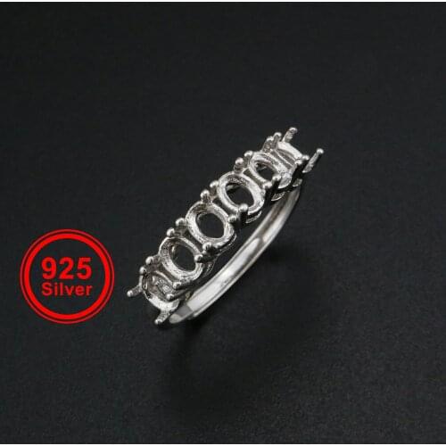 3x4MM Oval Prong Ring Settings 6 Stones Rose Gold Plated Solid 925 Sterling Silver Adjustable Ring Bezel for Gemstone 1222049