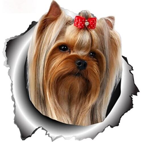Personality Yorkshire Terrier Sticker Torn Metal Decal Animal Car Stickers Window Bumper Pet Dog Car Styling Suitable for Car