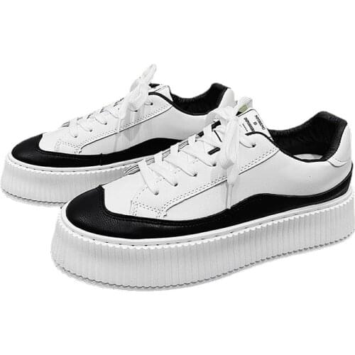 Small White Shoes 2021 New Spring and Autumn Mens Sports and Leisure Shoes Big Head Low Top Thick Bottom Lace Up Student Shoes