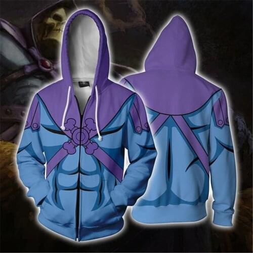 Men Hooded Skeletor Master of the Universe Zip Up Hoodie 3D Printed Hoodies Casual zipper hoodie hooded Tops