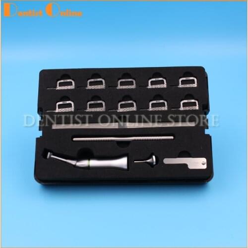 1 Set Dental Reciprocating IPR Orthodontic Interproximal Stripping 4:1 Contra Angle Head Kit with 10pcs Automatic Strips 5 Kinds