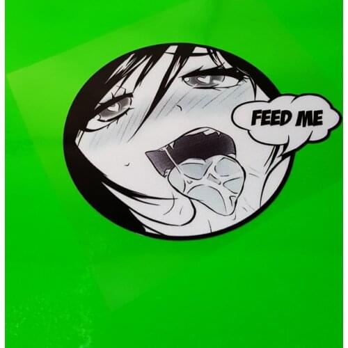 Car Styling Decals Funny Classic Cartoon Anime Girl Tongue Feed Me Motorcycle Oil Tank Guitar Decorate Sticker Applique