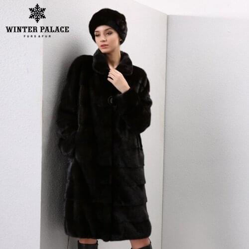 Winter Genuine Leather furs women fur coats Fashion long genuine coat mlnk fur coat real mlnk fur coat