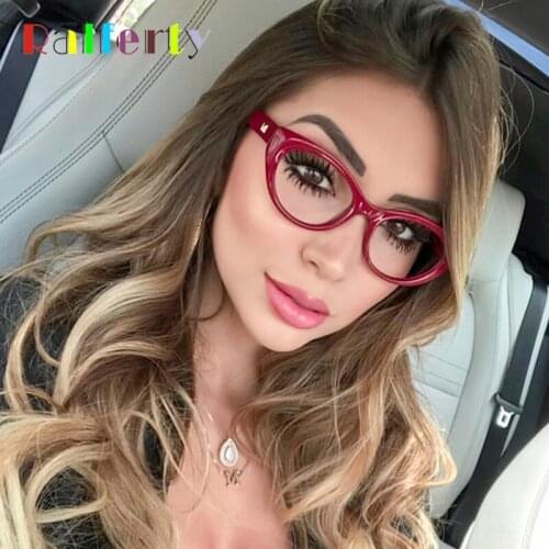 Ralferty Optical Glasses Frame Women Vintage Cat Eye Glasses Clear Transparent Eyeglass Myopia Spectacle Frames 2019 Red F95154