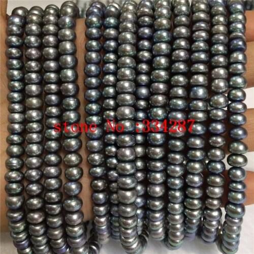 Wholesales 1pcs Genuine Freshwater Natural 5-6mm Bread bead rubricans pearl Necklace Loose beads 15inches