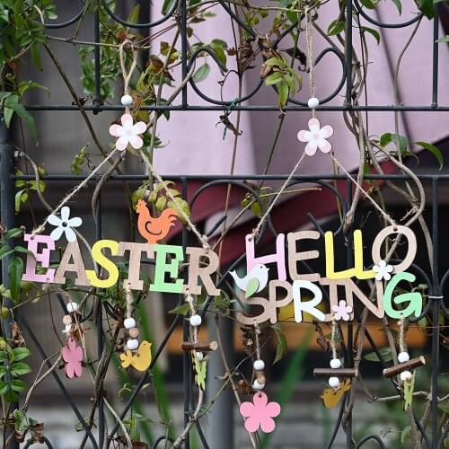 Easter decorations Easter wooden letter card pendant Nordic ins style home decoration