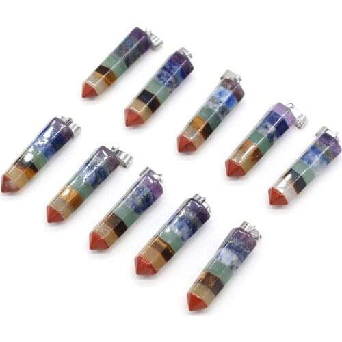 Natual Stripe Agates Pendant Charms Quadrangular Pyramid Shape Pendant for Women Making Jewelry Necklace Gift Size 8x31mm